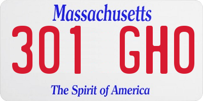 MA license plate 301GH0