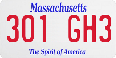MA license plate 301GH3