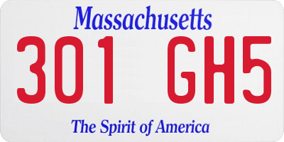 MA license plate 301GH5