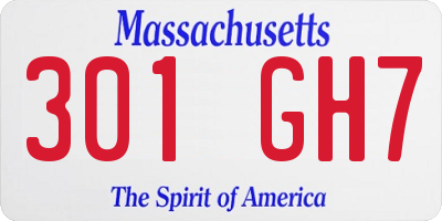 MA license plate 301GH7