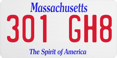 MA license plate 301GH8