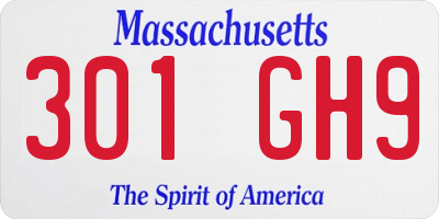 MA license plate 301GH9
