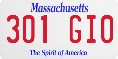 MA license plate 301GI0
