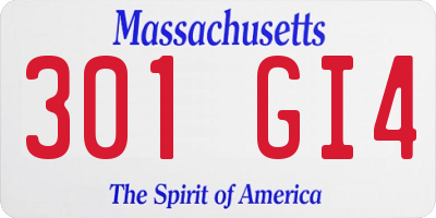 MA license plate 301GI4