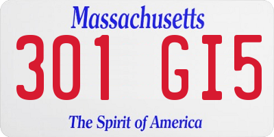 MA license plate 301GI5