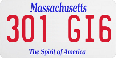 MA license plate 301GI6