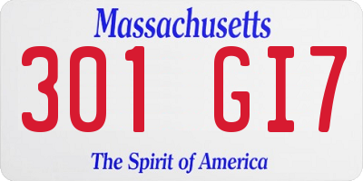 MA license plate 301GI7