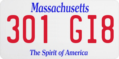 MA license plate 301GI8