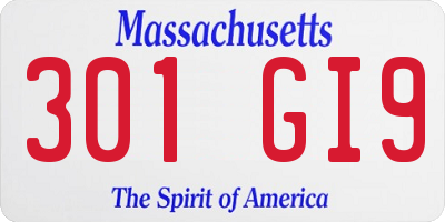 MA license plate 301GI9