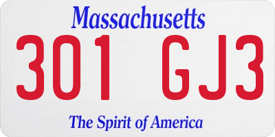 MA license plate 301GJ3
