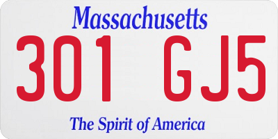 MA license plate 301GJ5