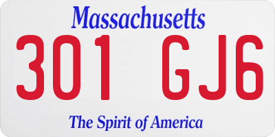 MA license plate 301GJ6