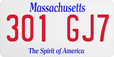 MA license plate 301GJ7