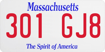 MA license plate 301GJ8