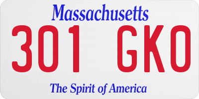 MA license plate 301GK0