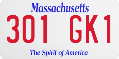 MA license plate 301GK1