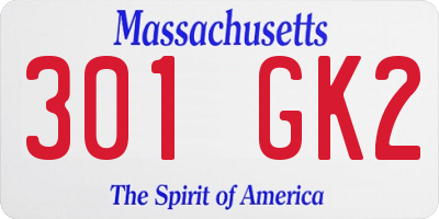 MA license plate 301GK2