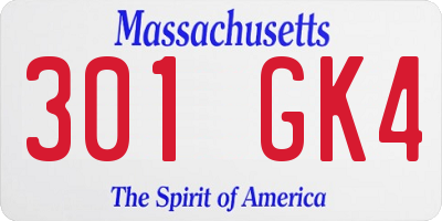 MA license plate 301GK4