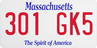 MA license plate 301GK5
