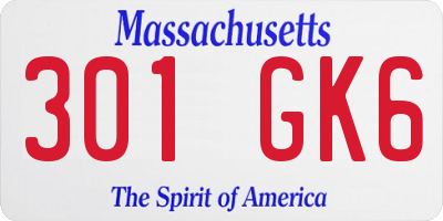 MA license plate 301GK6