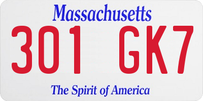 MA license plate 301GK7