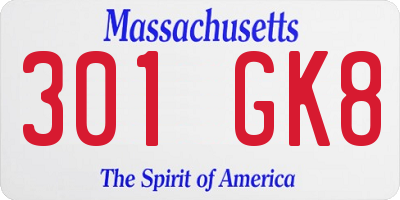 MA license plate 301GK8