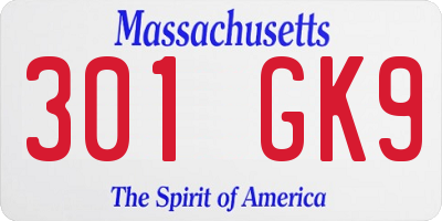 MA license plate 301GK9