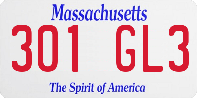 MA license plate 301GL3