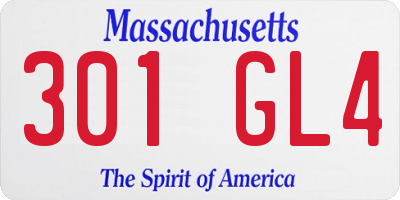 MA license plate 301GL4