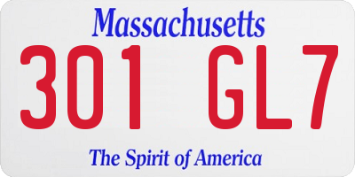 MA license plate 301GL7