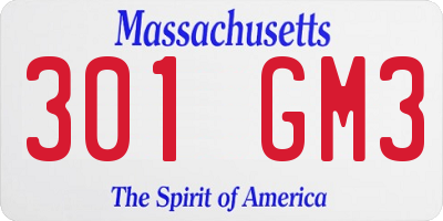 MA license plate 301GM3
