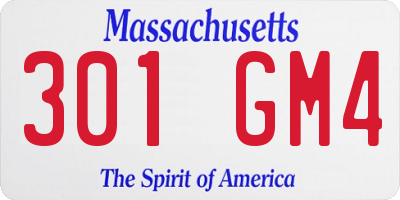 MA license plate 301GM4