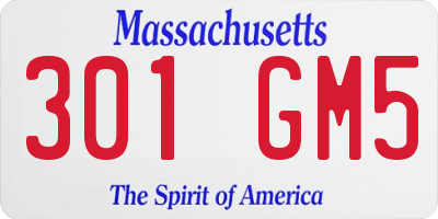 MA license plate 301GM5