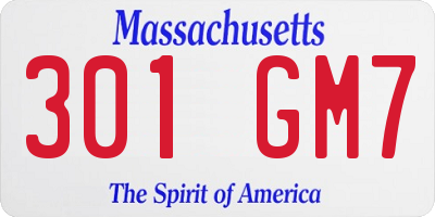MA license plate 301GM7