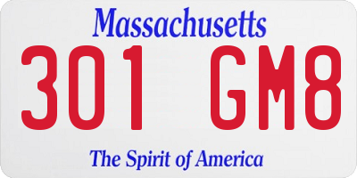 MA license plate 301GM8