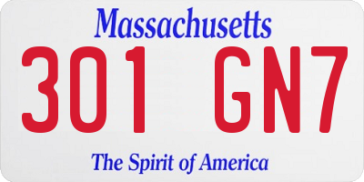 MA license plate 301GN7