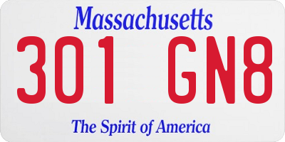 MA license plate 301GN8