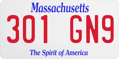 MA license plate 301GN9