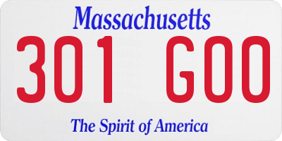 MA license plate 301GO0