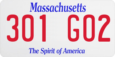 MA license plate 301GO2