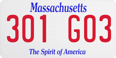 MA license plate 301GO3