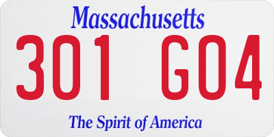 MA license plate 301GO4