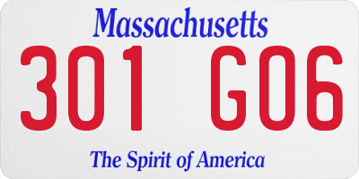 MA license plate 301GO6