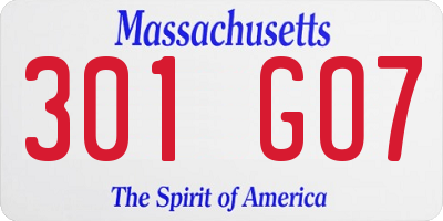 MA license plate 301GO7