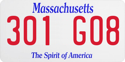 MA license plate 301GO8