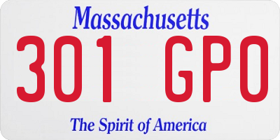 MA license plate 301GP0