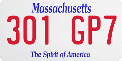 MA license plate 301GP7