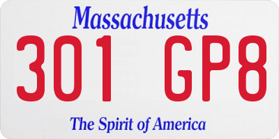 MA license plate 301GP8