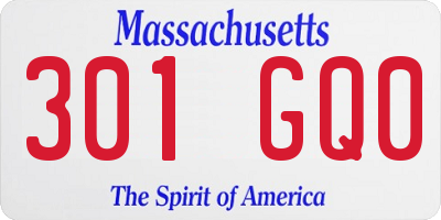 MA license plate 301GQ0