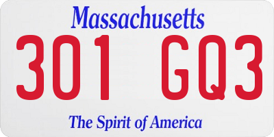 MA license plate 301GQ3